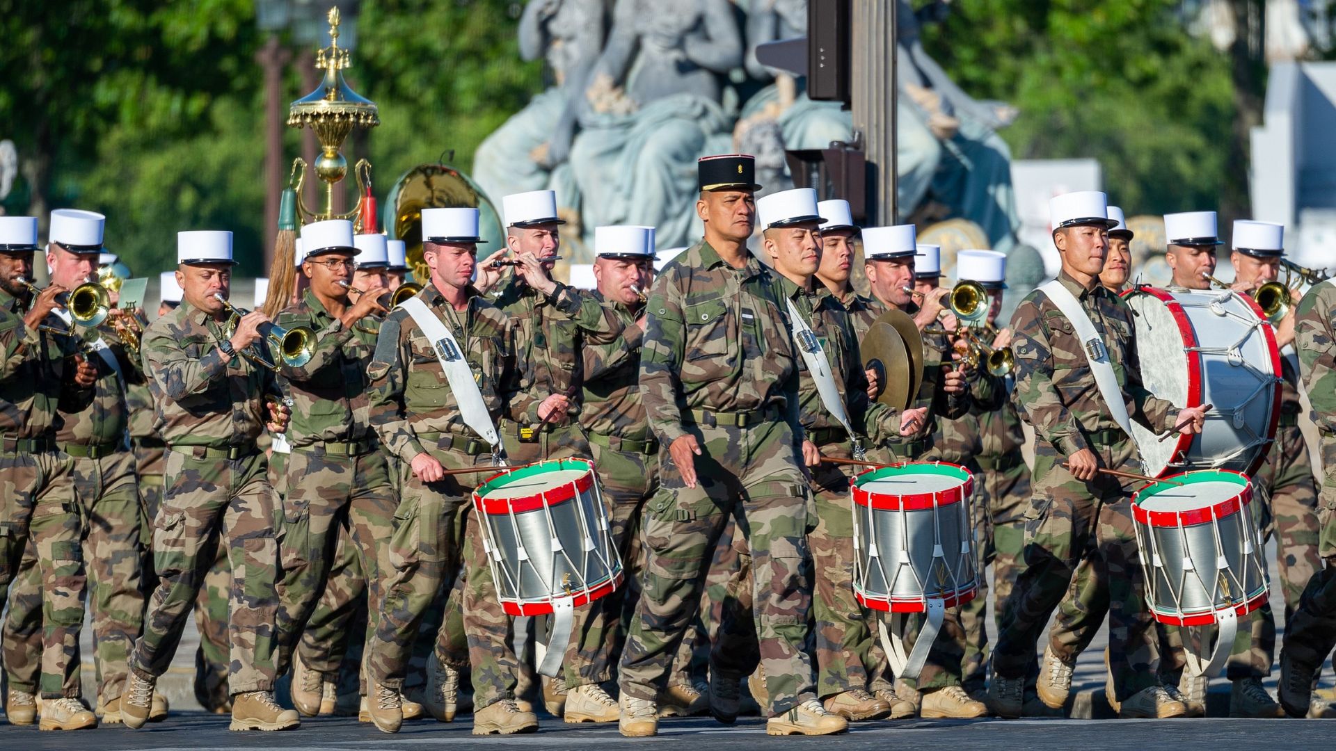 Répétition du 14 juillet à Paris de la musique de la Légion étrangère.