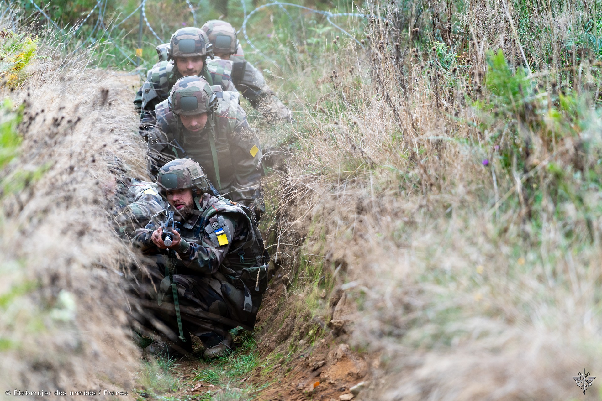 Formation des militaires ukrainiens au combat tranchée sur le camp de la Courtine, octobre 2023.